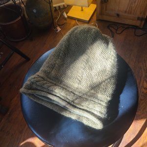 Hand Knit Wool Slouchy Beanie - Polyester Lined - Olive - Made in Nepal